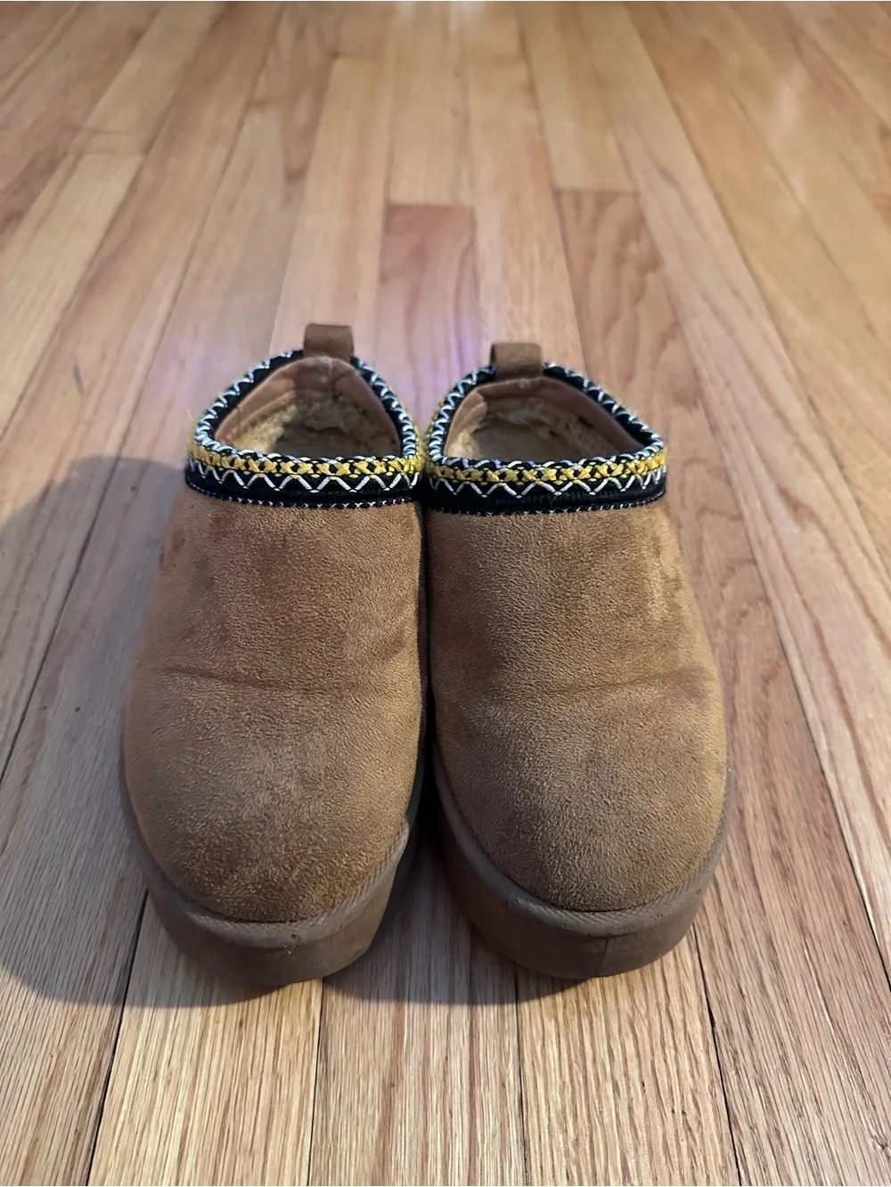 Mudd Kids Brown Slip-On Shoes with Black and Gold Braid